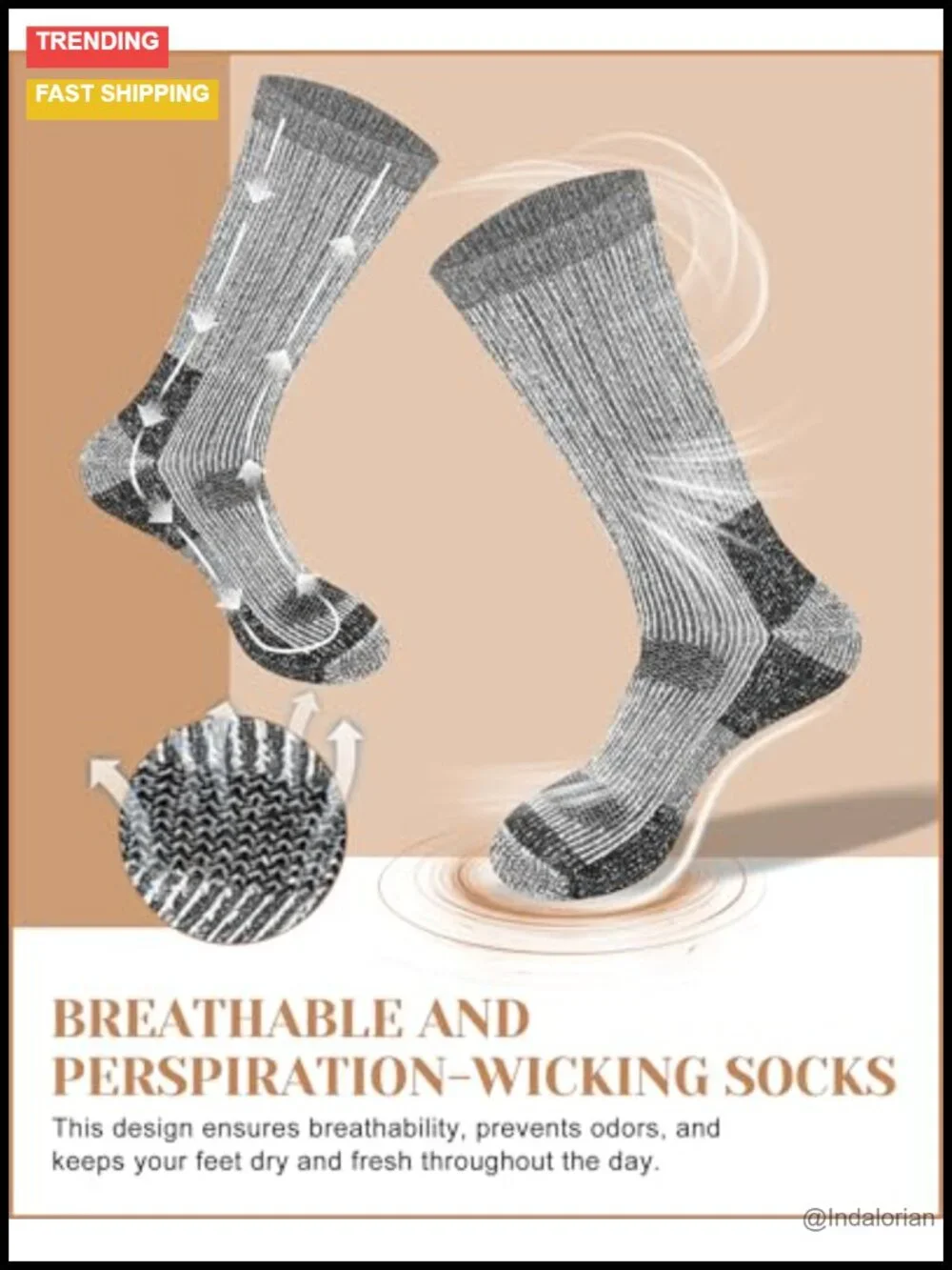 Merino Wool Thermal Socks, 3 Pairs, Winter Boot Socks for Hiking